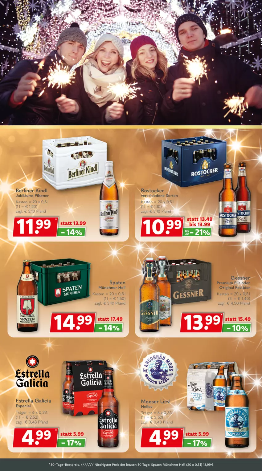 Aktueller Prospekt Getraenkeland - von 27.12.2022 bis 07.01.2023 - strona 3 - produkty: berliner, berliner kindl, bestpreis, bier, eis, elle, Gessner, gin, Jubiläums, pils, pilsener, premium pils, reis, rel, Rostocker, Spaten, Ti, ZTE