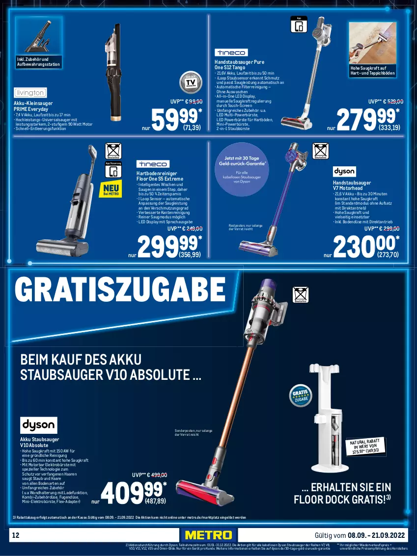 Aktueller Prospekt Metro - Technik Spezial - von 08.09 bis 21.09.2022 - strona 12 - produkty: adapter, akku, auer, aust, auto, beutel, bodensauger, bodenstaubsauger, bürste, bürsten, Cien, Dyson, edelstahl, eis, Elektro, elle, ente, erde, flasche, handstaubsauger, Hartbodenreiniger, hochdruckreiniger, Intel, kraft, LG, menalux, Metro, möbel, natur, natura, reiniger, Reinigung, reis, Salsa, schlauch, sonderposten, Spezi, staubbeutel, staubsauger, Stier, teller, teppich, Ti, tisch, top-hit, wandhalterung, wasser, wassertank