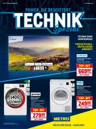 Gazetka promocyjna Metro - Technik Spezial - Gazetka - ważna od 21.09 do 21.09.2022 - strona 1 - produkty: angebot, angebote, auto, Bau, baumwolle, eis, elle, fernseher, jeans, Kinder, Metro, Reinigung, reis, Spezi, teller, Ti, top-hit, Trockner, trommel, uhd, wärmepumpentrockner, wolle