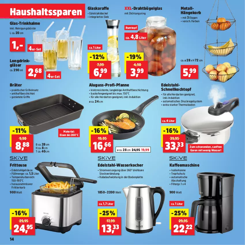 Aktueller Prospekt Thomas Philipps - von 02.12 bis 07.12.2024 - strona 15 - produkty: auto, backofen, Bodenplatte, bügel, bürste, decke, Deckel, Draht, drink, edelstahl, eis, ente, fritteuse, Frittierkorb, Gläser, glaskaraffe, grill, herdarten, isolierkanne, kaffee, kaffeemaschine, Karaffe, Kocher, Kochtopf, korb, latte, LG, Ofen, pfanne, Reinigung, reinigungsbürste, Ria, ring, rum, Rumtopf, Schal, Schnellkochtopf, Ti, tisch, topf, Trinkhalme, wasser, wasserkocher, WICK