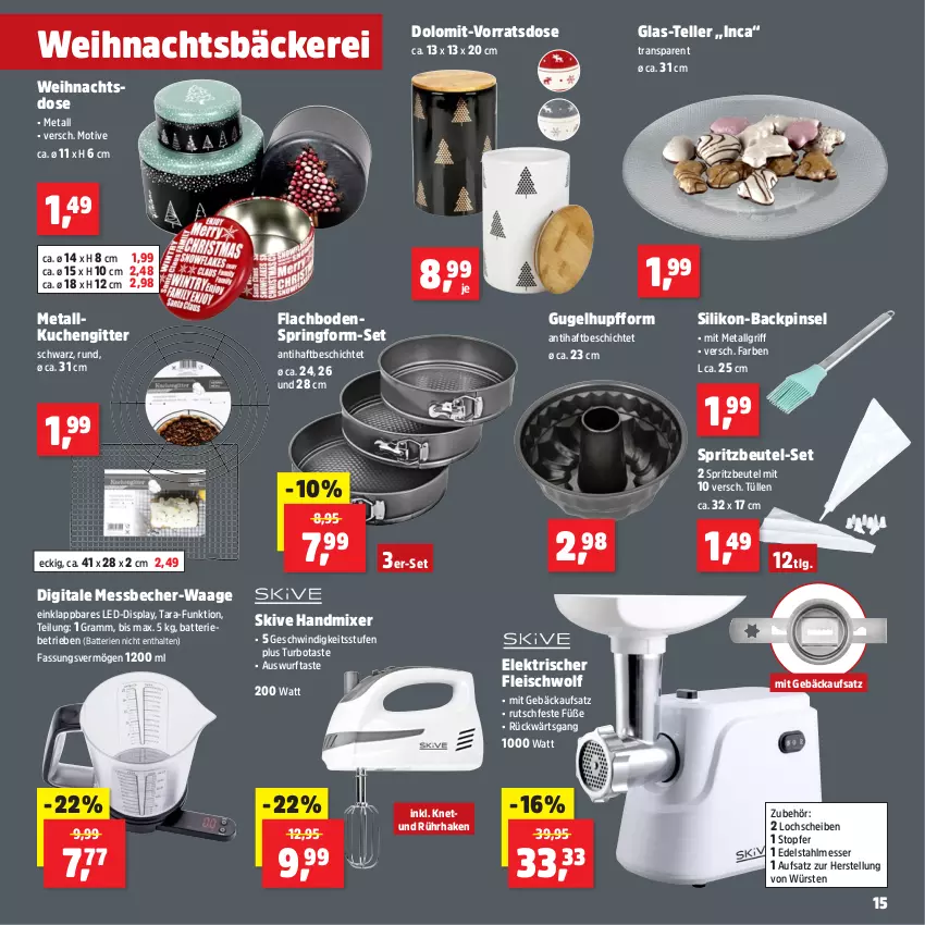 Aktueller Prospekt Thomas Philipps - von 02.12 bis 07.12.2024 - strona 16 - produkty: batterie, batterien, Becher, beutel, edelstahl, edelstahlmesser, eis, elle, fleisch, handmixer, kuchen, LG, Messbecher, messer, Mixer, Pinsel, ring, Springform, Spritzbeutel-Set, teller, Ti, topf, Waage