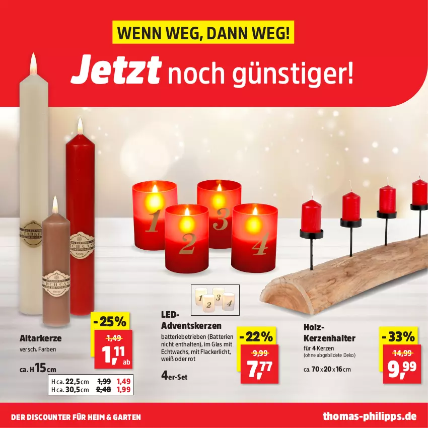 Aktueller Prospekt Thomas Philipps - von 02.12 bis 07.12.2024 - strona 22 - produkty: batterie, batterien, discount, Garten, Holz, Holzkerze, kerze, Kerzenhalter, lack, Lacke, Ti