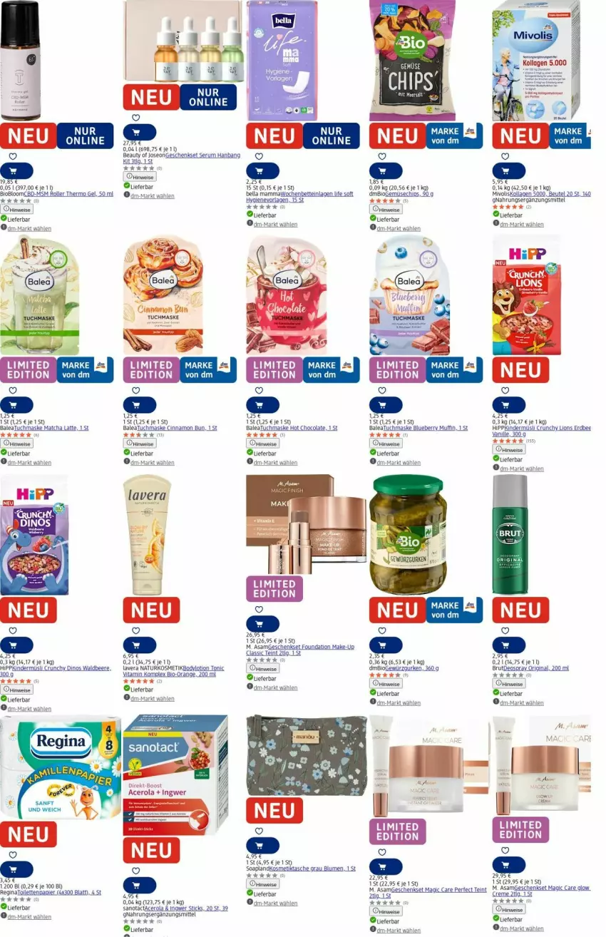 Aktueller Prospekt Dm Drogerie - Prospekte - von 08.09 bis 17.09.2025 - strona 10 - produkty: acer, beere, bett, beutel, bio, blueberry, blume, blumen, body, bodylotion, brut, chips, cin, creme, deo, deospray, eis, geschenkset, gewürz, Gewürzgurke, gewürzgurken, gin, gurke, gurken, hipp, ingwer, Kinder, Kollagen, kosmetik, latte, lavera, LG, lion, Lotion, Make-up, mam, Maske, Muffin, müsli, natur, naturkosmetik, papier, Ria, rum, Serum, Ti, toilettenpapier, tonic, tuc, tuchmaske, vanille, vita