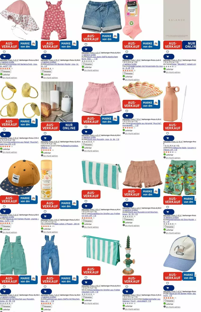 Aktueller Prospekt Dm Drogerie - Prospekte - von 08.09 bis 17.09.2025 - strona 19 - produkty: Aufbewahrungsdose, braun, Cap, cin, eis, elle, fisch, flasche, gin, hose, jeans, kerze, Kerzenhalter, kosmetik, Kosmetiktasche, Latzhose, Lotion, orange, Overall, reifen, reis, ring, Serviette, servietten, Serviettenring, shorts, sneaker, Tasche, tee, Ti, trinkflasche, usb, Yo