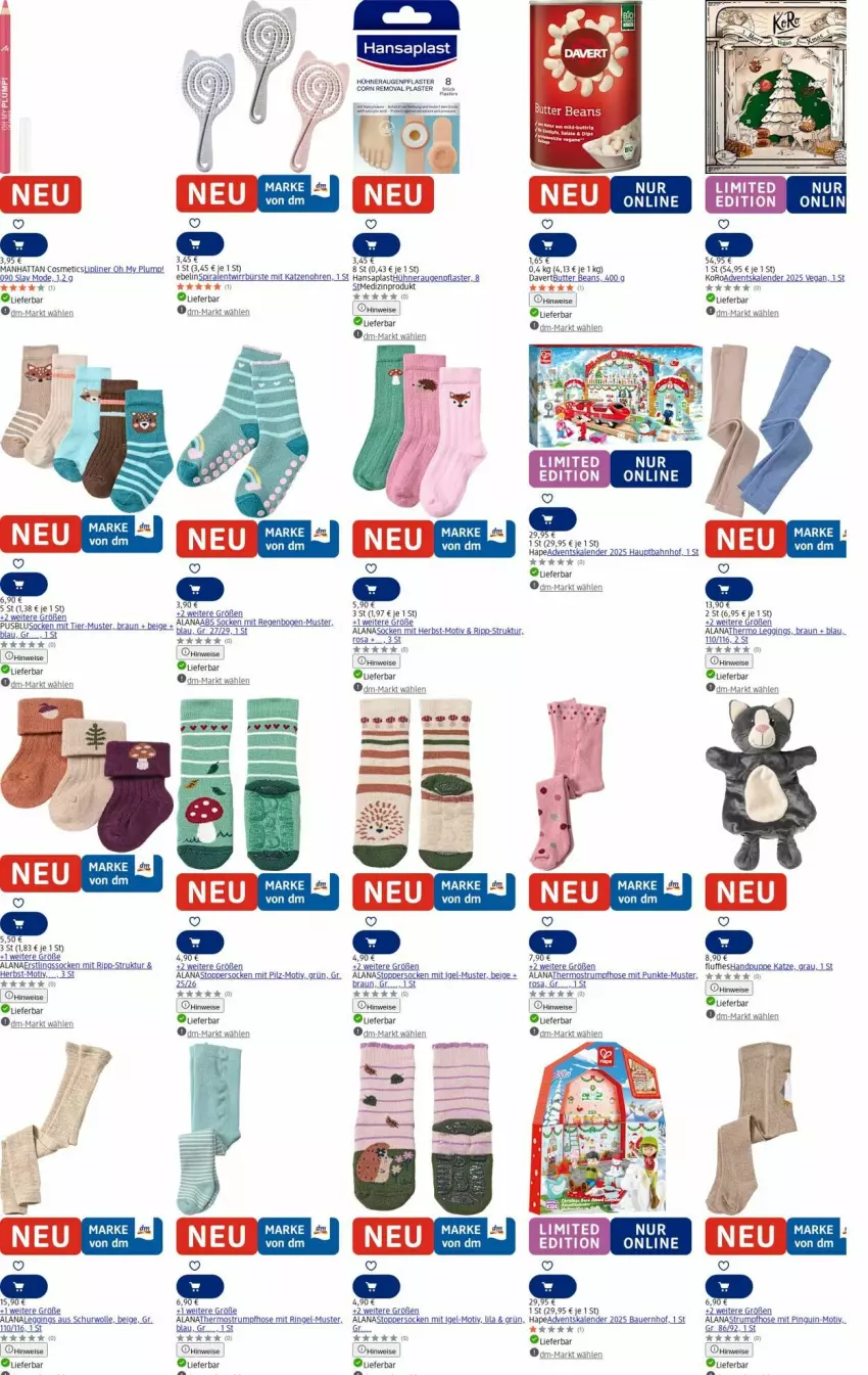Aktueller Prospekt Dm Drogerie - Prospekte - von 08.09 bis 17.09.2025 - strona 3 - produkty: Adventskalender, akku, auer, Bau, Bauer, braun, bürste, butter, eis, elle, gin, hansaplast, hose, hühner, Kette, leggings, LG, medizinprodukt, Mode, pflaster, pingui, Puppe, ring, rum, slip, socken, Strumpfhose, Thermostrumpfhose, Ti, topper, wolle