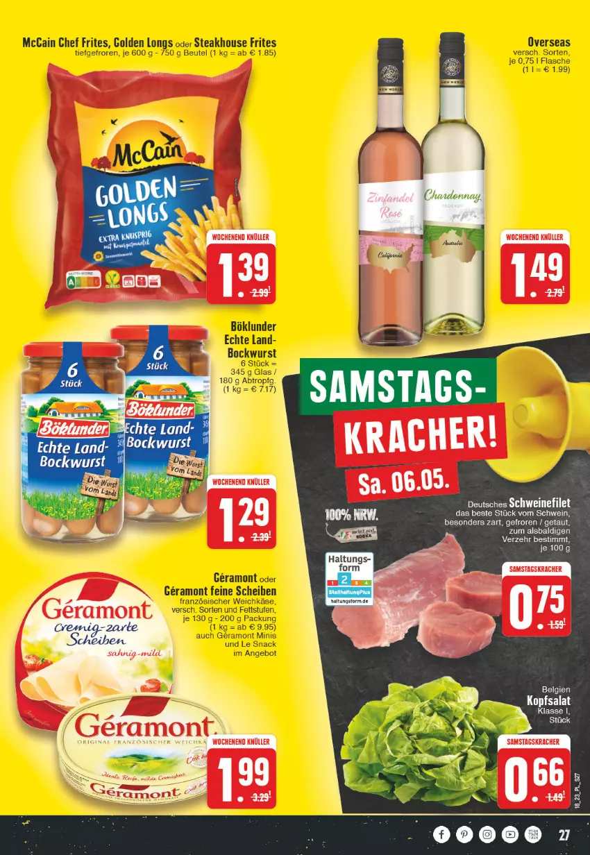 Aktueller Prospekt E Center - Angebote der Woche - von 01.05 bis 06.05.2023 - strona 27 - produkty: aldi, eier, filet, gin, kopfsalat, kracher, LG, salat, schwein, wein, weine