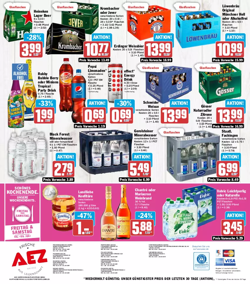 Aktueller Prospekt Aez - Prospekte - von 04.07 bis 09.07.2022 - strona 16 - produkty: AEZ, alkohol, Alwa, bier, black forest, buch, chantré, drink, drucker, Effect, eis, elle, energy drink, Engel, ente, erdinger, flasche, Germ, gerolsteine, gerolsteiner, gin, glasflasche, gösser, gsw, heineken, jever, kerze, konfitüre, krombache, krombacher, lack, landliebe, limo, limonade, limonaden, mariacron, mineralwasser, Mineralwasser Still, natur, pepsi, perla, perlen, radler, reis, rel, Ria, ring, robby, rum, Staatl. Fachingen, steiner, Ti, uhr, volvic, wasser, wein, weinbrand, weissbier, zitrone, ZTE