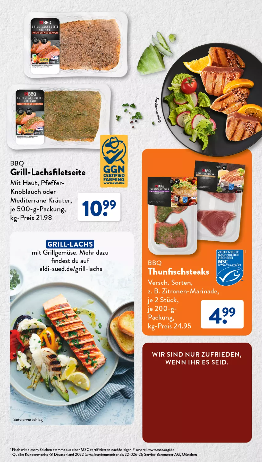 Aktueller Prospekt AldiSud - EIGENMARKEN-VIELFALT FÜR JEDEN GESCHMACK. - von 30.05 bis 03.06.2023 - strona 21 - produkty: aldi, eis, elle, filet, filets, fisch, fische, Fischer, grill, grill-lachs, knoblauch, kräuter, lachs, lachsfilet, lachsfilets, LG, monitor, pfeffer, reis, Schere, Ti