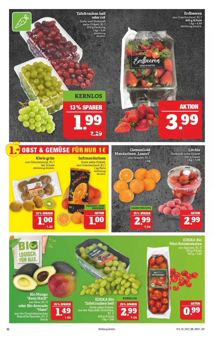 Aktueller Prospekt Marktkauf - Prospekt - von 23.01 bis 29.01.2022 - strona 14 - produkty: avocado, beere, beeren, bio, deka, edeka bio, eimer, erdbeere, erdbeeren, mandarine, mandarinen, mango, Romatomaten, saft, Schal, Schale, tafeltrauben, Ti, tomate, tomaten, trauben