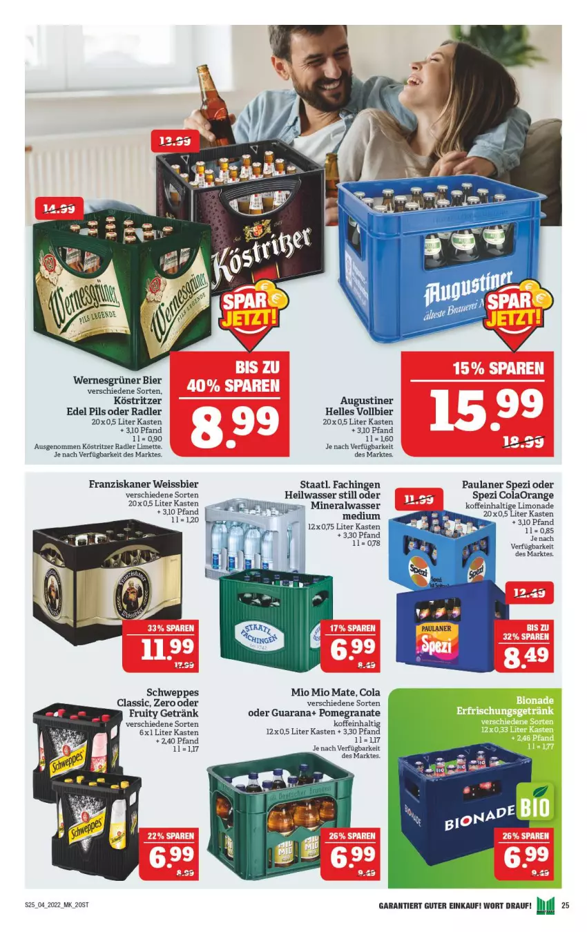 Aktueller Prospekt Marktkauf - Prospekt - von 23.01 bis 29.01.2022 - strona 29 - produkty: Alwa, bier, cola, eis, elle, franziskaner, getränk, grana, köstritzer, limette, limo, limonade, Mett, mineralwasser, Mio Mio, oder radler, orange, Paula, paulaner, pils, radler, Rana, schweppes, Spezi, Staatl. Fachingen, Ti, wasser, weissbier