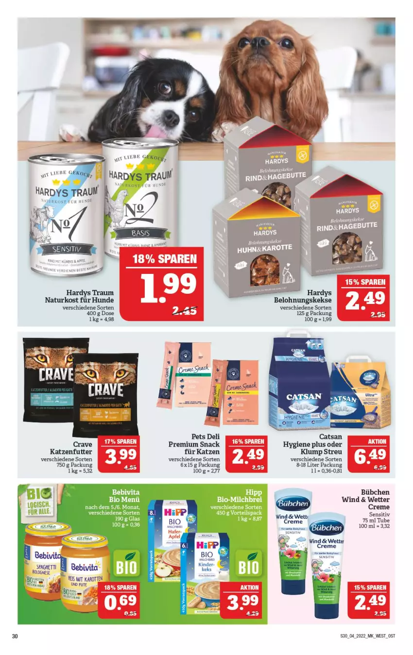 Aktueller Prospekt Marktkauf - Prospekt - von 23.01 bis 29.01.2022 - strona 34 - produkty: bebivita, bio, Brei, bübchen, creme, eis, hipp, karotten, katzenfutter, keks, kekse, milch, natur, pute, reis, rind, ring, sac, snack, Ti, vita