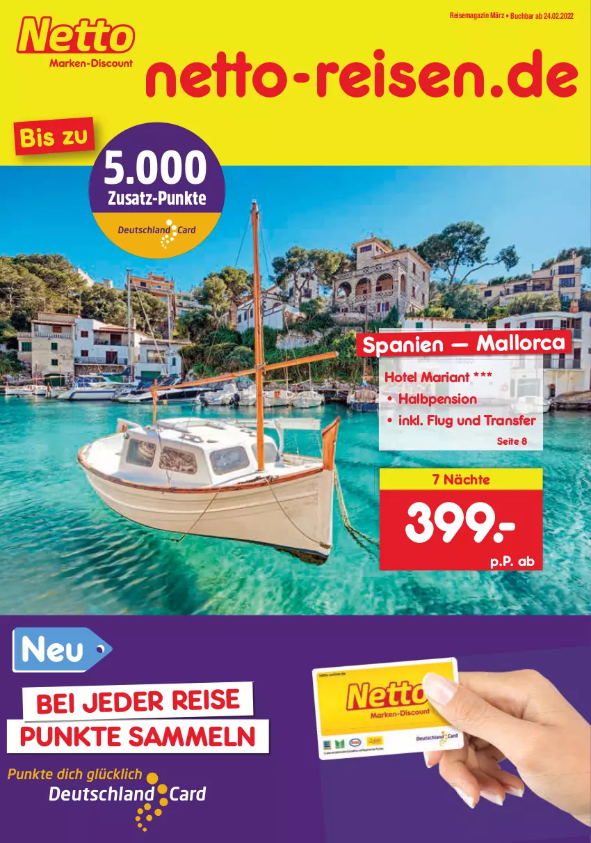 Aktueller Prospekt Netto Marken-Discount - Reise-Angebote März - von 25.02 bis 31.03.2022 - strona 1 - produkty: buch, eis, magazin, reis, Ria