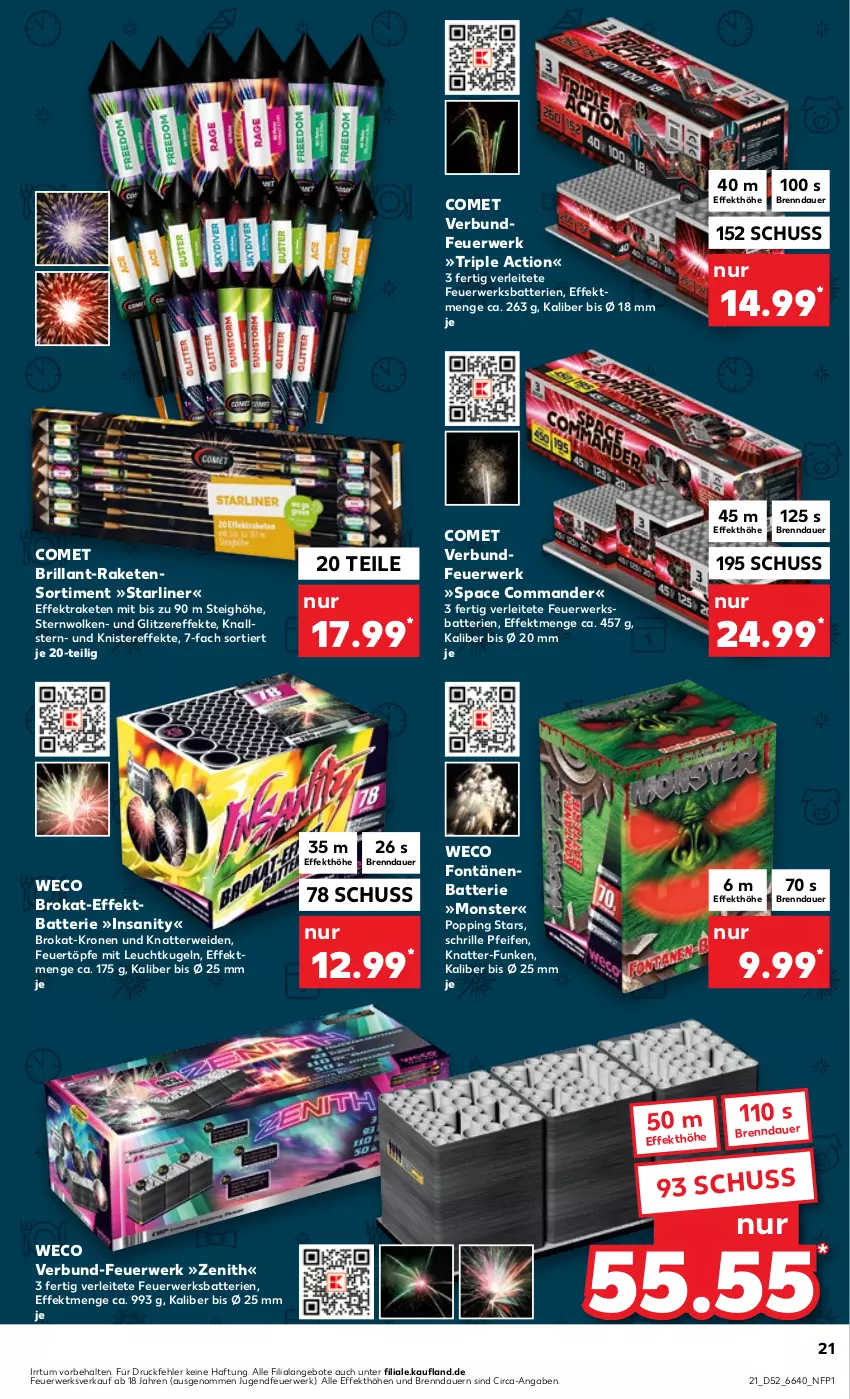 Aktueller Prospekt Kaufland - Prospekt - von 27.12.2023 bis 03.01.2024 - strona 21 - produkty: angebot, angebote, auer, batterie, batterien, Brokat-kronen, Jugendfeuerwerk, krone, Kugel, monster, Popp, Raketen, Raketensortiment, rwe, Ti