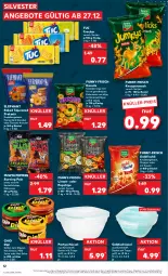 Gazetka promocyjna Kaufland - Prospekt - Gazetka - ważna od 03.01 do 03.01.2024 - strona 12 - produkty: angebot, angebote, beutel, chips, cracker, decke, Deckel, dip, Donut, donuts, eis, erdnüsse, erdnüssen, fisch, funny-frisch, gin, Goldfischli, honig, Honig-Senf, karamell, kartoffel, kartoffelchips, kräuter, linsen, nero, Pretzel, ring, salat, Salsa, salz, schüssel, senf, sesam, snack, Soße, Ti, tomate, tragegriff, tuc, ültje, ZTE, zwiebel