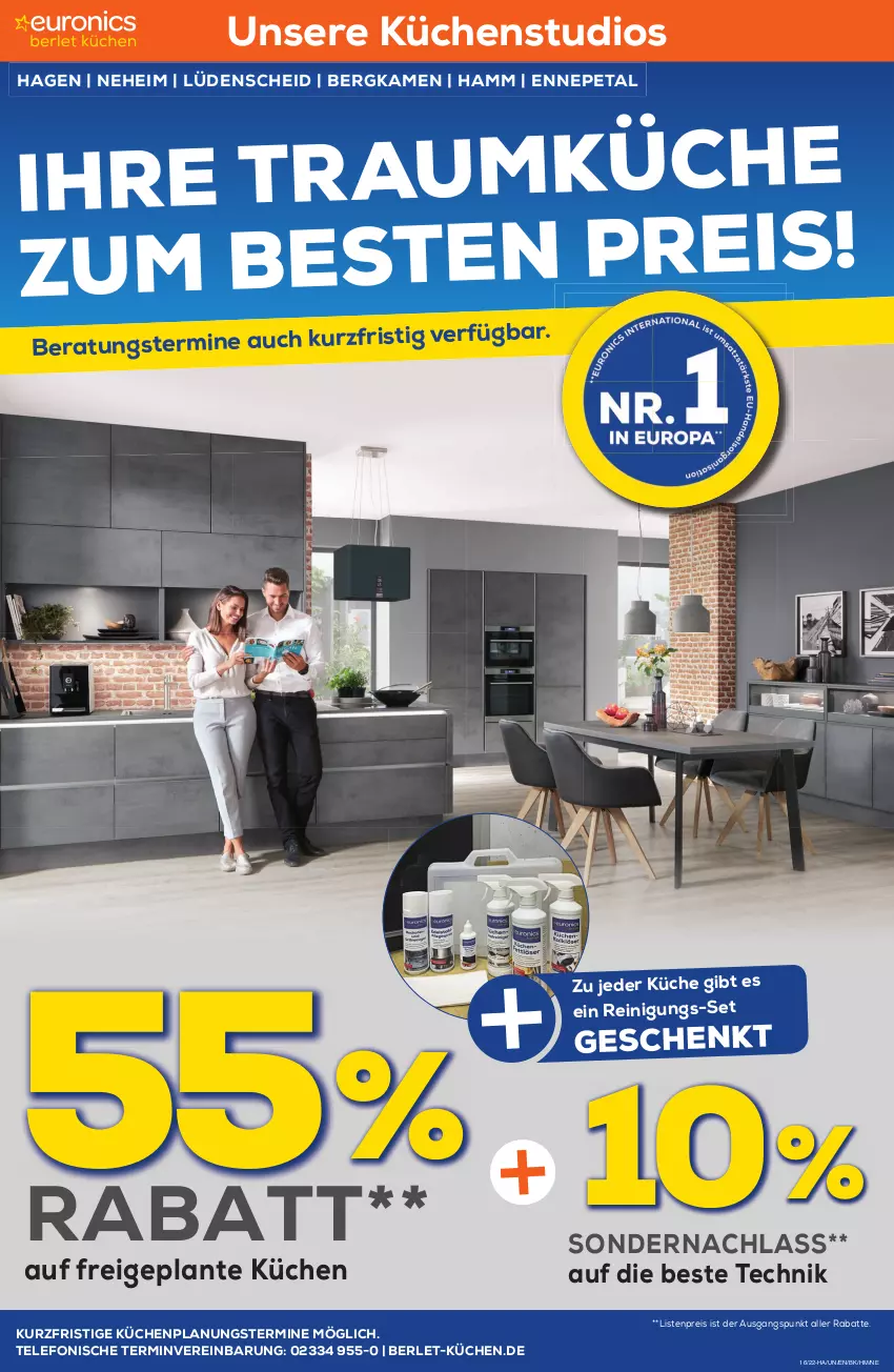 Aktueller Prospekt Berlet - Achtung!  - von 18.04 bis 23.04.2022 - strona 6 - produkty: eis, küche, Küchen, Reinigung, reis, telefon, Ti