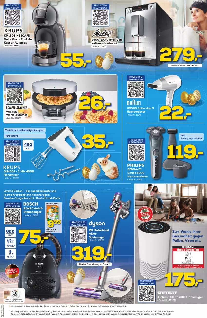 Aktueller Prospekt Berlet - Achtung!  - von 18.04 bis 23.04.2022 - strona 7 - produkty: akku, angebot, auto, Bad, Bank, beutel, bosch, caffe, dolce gusto, eis, elle, Germ, Gesundheit, haartrockner, handmixer, herrenrasierer, kaffee, kaffeevollautomat, kraft, Luftreiniger, Mixer, Nescafé, rasierer, reiniger, Reinigung, reis, Ria, ring, schlauch, staubbeutel, staubsauger, Stielsauger, Ti, Trockner