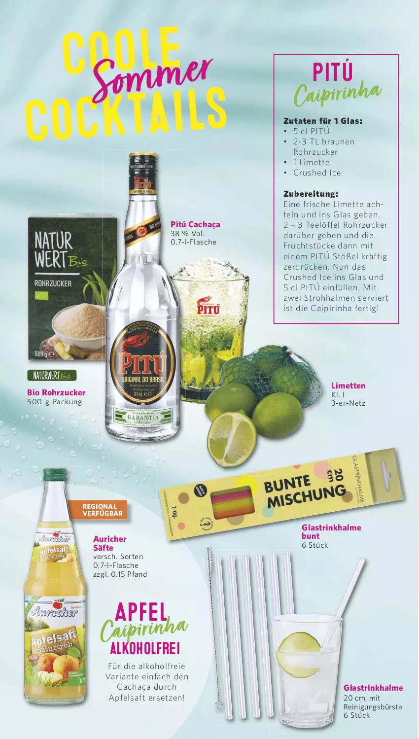 Aktueller Prospekt Combi - Prospekte - von 15.07 bis 20.07.2024 - strona 4 - produkty: alkohol, apfel, apfelsaft, bio, braun, bürste, cachaça, caipirinha, crushed ice, flasche, frucht, limette, limetten, Löffel, Mett, metten, Reinigung, reinigungsbürste, Ria, rohrzucker, saft, säfte, tee, Ti, Trinkhalme, zucker