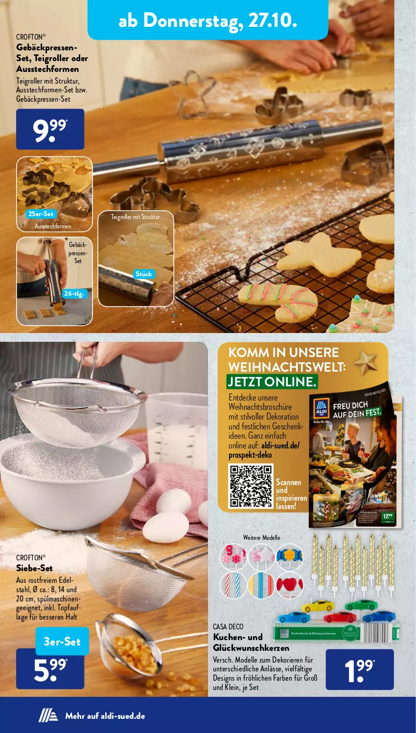 Aktueller Prospekt AldiSud - IN ZWEI WOCHEN - von 24.10 bis 29.10.2022 - strona 14 - produkty: aldi, Ausstechformen, casa deco, Crofton, crofton®, decke, dekoration, dell, edelstahl, elle, Gebäckpresse, kerze, kuchen, LG, Mode, Pfau, Roller, spülmaschinen, Teigrolle, Ti, topf