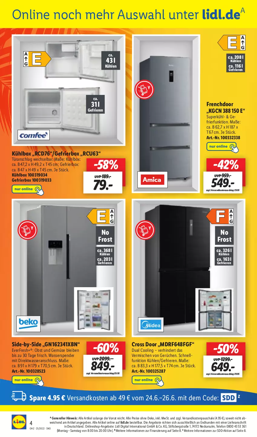 Aktueller Prospekt Lidl - Aktionsprospekt - von 20.06 bis 25.06.2022 - strona 43 - produkty: angebot, angebote, eis, elle, Gefrierbox, kühlbox, ndk, obst, Obst und Gemüse, reis, rel, Schal, Schale, telefon, Ti, türanschlag wechselbar, uhr, und gemüse, wasser