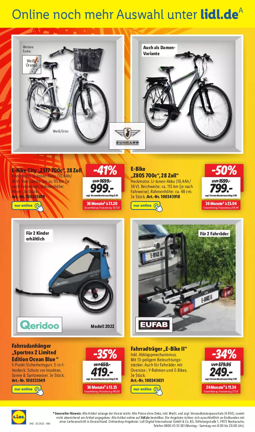 Aktueller Prospekt Lidl - Aktionsprospekt - von 20.06 bis 25.06.2022 - strona 49 - produkty: akku, angebot, angebote, Anhänger, beleuchtung, dell, E-Bike, E-Bikes, eis, elle, erde, Fahrrad, Kinder, Mode, ndk, orange, reis, rel, Ria, rwe, Schal, Schale, sekt, Sport, telefon, Ti, uhr, wasser