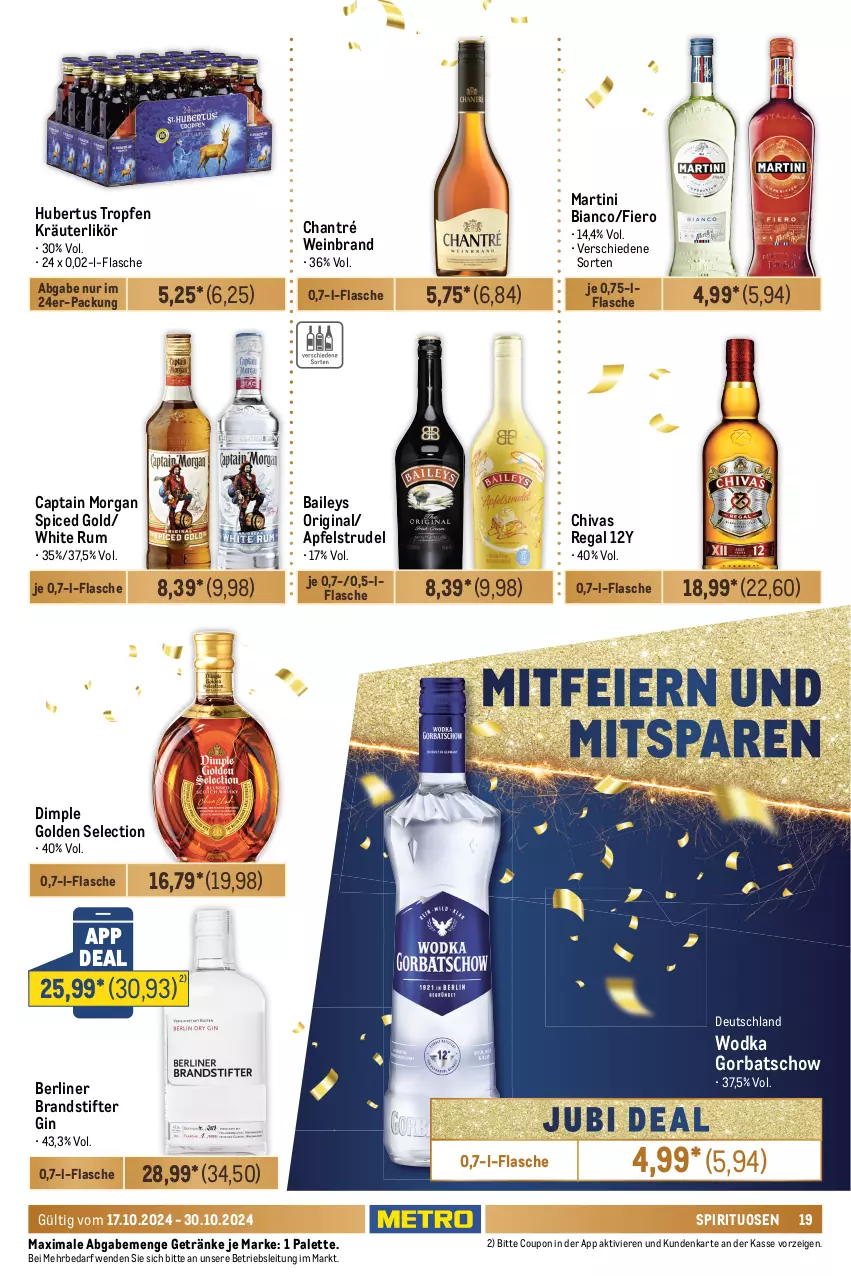 Aktueller Prospekt Metro - Food-NonFood - von 17.10 bis 30.10.2024 - strona 19 - produkty: ananas, apfel, Apfelstrudel, asti, auer, Bad, baileys, beere, beeren, berliner, bio, brie, burgunder, Cap, captain morgan, chantré, chardonnay, coupon, cuvée, ecco, eier, eis, elle, fanta, flasche, frizzante, frucht, früchte, früchten, getränk, getränke, gin, Gorbatschow, grand sud, grauer burgunder, holunder, honig, honigmelone, kräuter, kräuterlikör, La Gioiosa, likör, mac, martini, melone, Metro, mm extra, Palette, Papaya, primitivo, prosecco, puma, regal, reis, Ria, rum, sekt, spirituosen, spumante, stifte, Strudel, Ti, tisch, valdo, wein, weinbrand, white rum, wodka, zitrone, zitronen, zonin