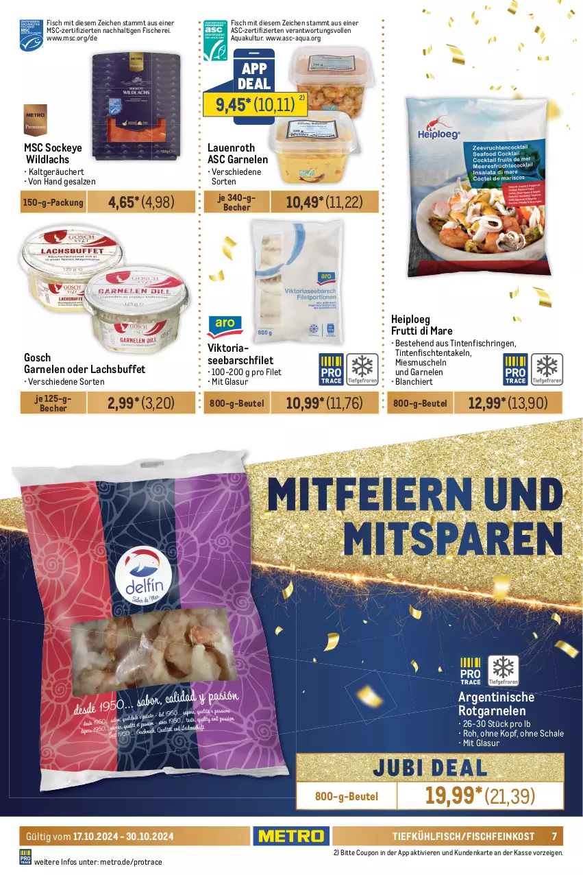 Aktueller Prospekt Metro - Food-NonFood - von 17.10 bis 30.10.2024 - strona 7 - produkty: Abtei, aeg, angebot, angebote, aqua, Becher, beutel, coupon, eier, eis, elle, feinkost, filet, filets, fisch, fische, Fischer, Fischfeinkost, fleisch, forelle, frischfisch, frutti di mare, garnelen, gin, Heilbuttfilet, hipp, lachs, lack, Metro, Muscheln, reis, rel, Ria, ring, rwe, salz, Schal, Schale, Schere, Sport, steak, steaks, thunfisch, Ti, Tintenfischringe, Wild, wildlachs