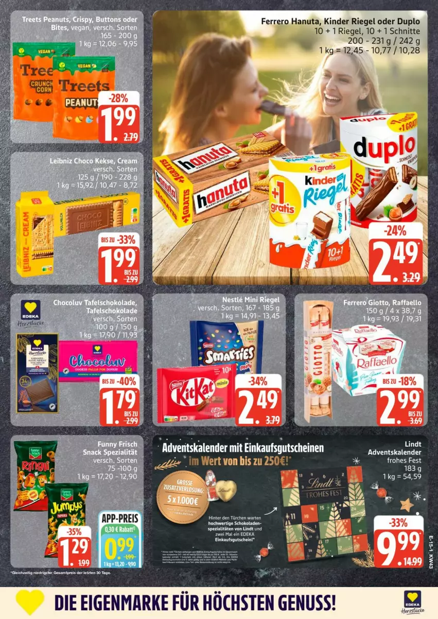Aktueller Prospekt Edeka - Prospekte - von 19.10 bis 24.10.2026 - strona 19 - produkty: duplo, ferrero, hanuta, Kinder, kinder riegel, lindt, nuss, raffaello, riegel, Spezi, tee, Ti