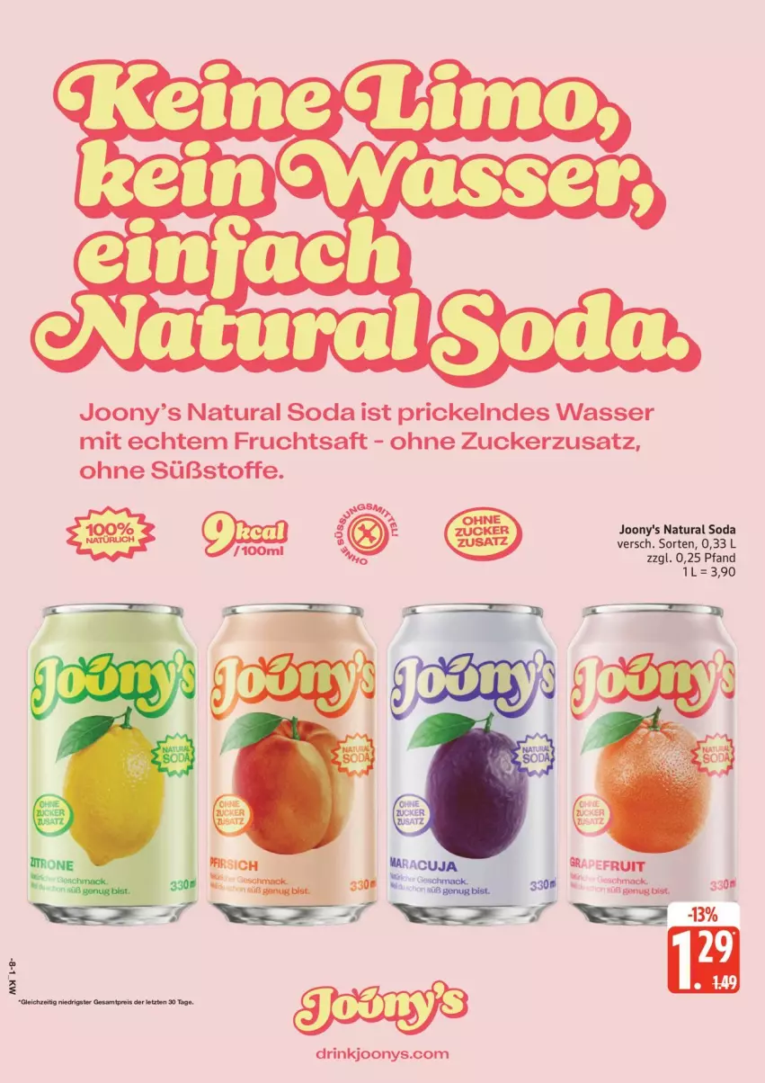 Aktueller Prospekt Edeka - Prospekte - von 19.10 bis 24.10.2026 - strona 21 - produkty: drink, frucht, fruchtsaft, natur, natura, saft, Soda, wasser, zucker