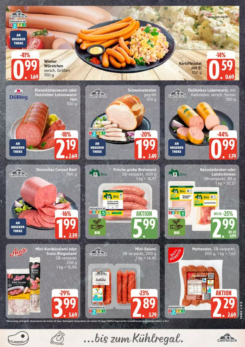 Aktueller Prospekt Edeka - Prospekte - von 19.10 bis 24.10.2026 - strona 7 - produkty: bio, braten, eis, kasseler, wiener, wiener würstchen, würstchen