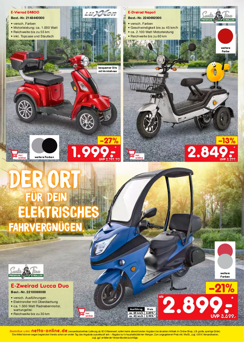 Aktueller Prospekt Netto Marken-Discount - Filial-Angebote - von 11.07 bis 16.07.2022 - strona 51 - produkty: angebot, armlehnen, Dreirad, eis, ndk, reis, Roller, Ti, versandkostenfrei, ZTE