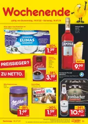 Gazetka promocyjna Netto Marken-Discount - Filial-Angebote - Gazetka - ważna od 16.07 do 16.07.2022 - strona 31 - produkty: alkohol, angebot, aperitif, bestpreis, campari, creme, eduscho, eis, elinas, elinas joghurt, hanuta, haselnuss, Haselnusscreme, joghur, joghurt, joghurt nach, kaffee, krombache, krombacher, krombacher pils, milka, nuss, pils, reis, reiss, riegel, Ti, ZTE