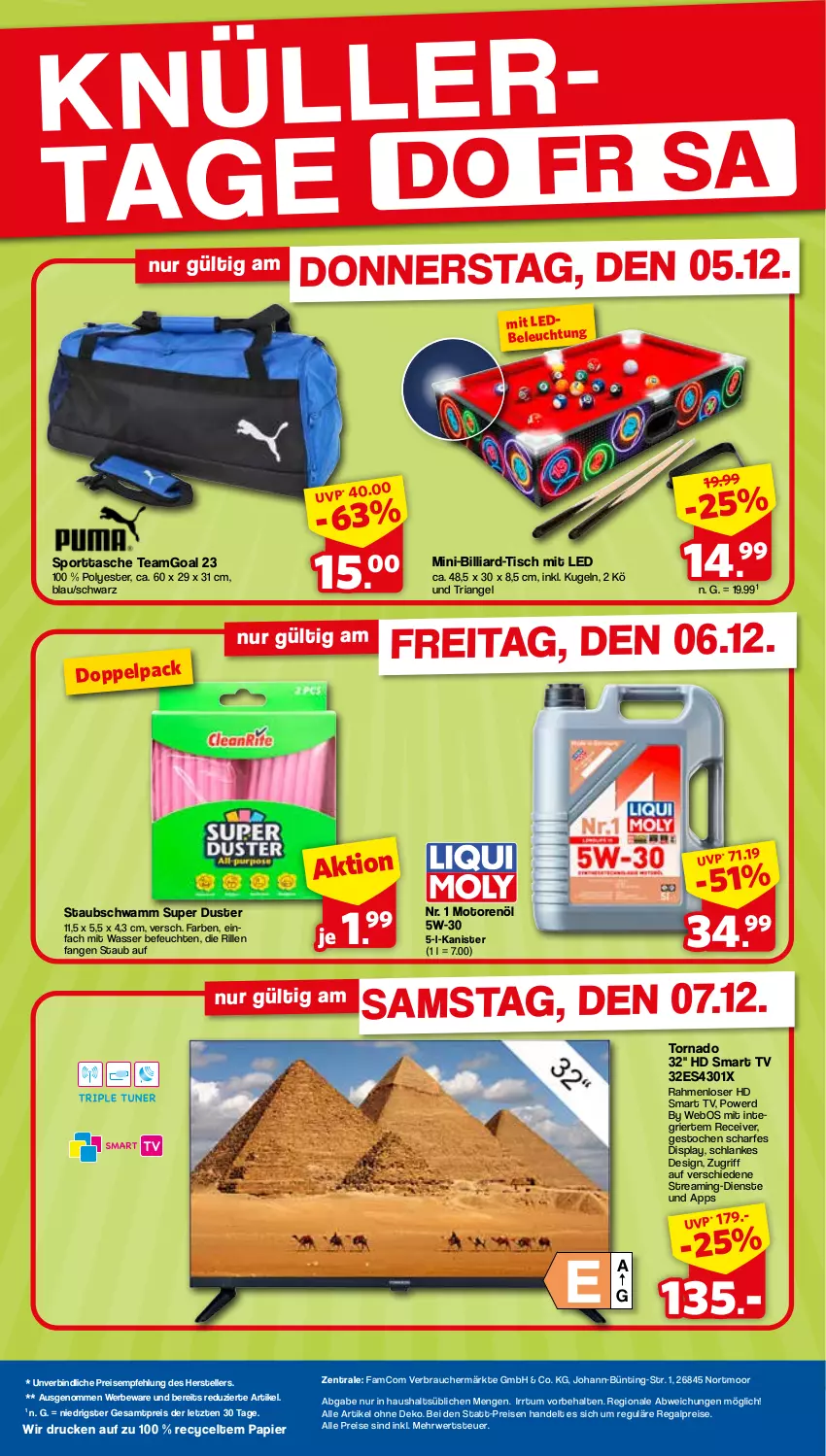 Aktueller Prospekt Famila - Prospekte - von 05.12 bis 07.12.2024 - strona 2 - produkty: beleuchtung, eis, elle, Kugel, motorenöl, papier, Rauch, Receiver, regal, reis, Ria, rwe, schwamm, smart tv, Sport, sporttasche, Tasche, teller, Ti, tisch, wasser, ZTE