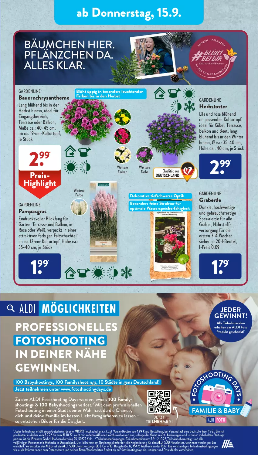 Aktueller Prospekt AldiSud - NÄCHSTE WOCHE - von 12.09 bis 17.09.2022 - strona 25 - produkty: aldi, auer, Bau, Bauer, beutel, eis, elle, erde, Garten, gewinnspiel, gutschein, kulturtopf, Leuchte, leuchten, ndk, Rauch, reis, ring, Spezi, Ti, topf, uhr, wasser