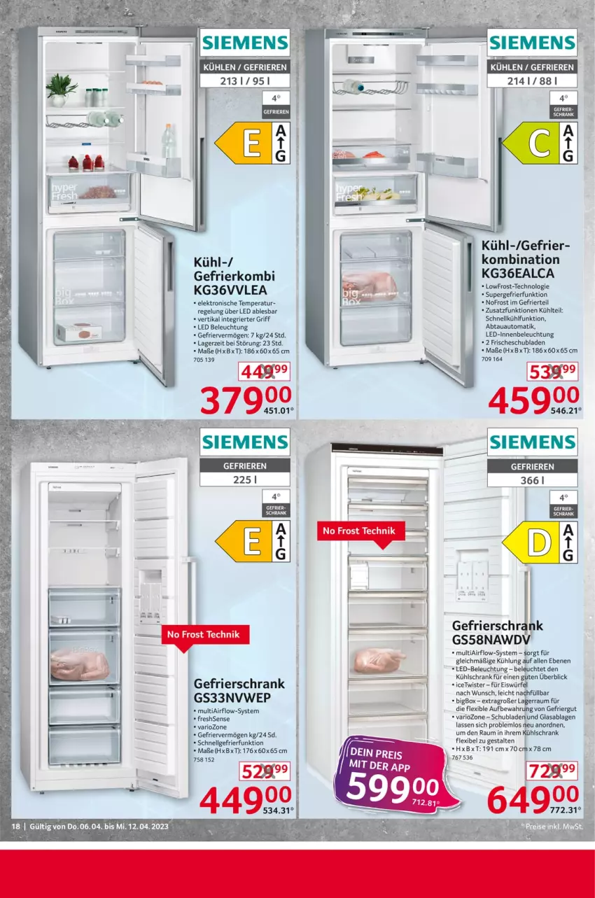 Aktueller Prospekt Selgros - Nonfood - von 06.04 bis 12.04.2023 - strona 18 - produkty: abtauautomatik, auto, beleuchtung, eis, Elektro, gefrierschrank, kühlschrank, led-beleuchtung, Leuchte, LG, Schrank, schubladen, siemens, supergefrierfunktion, Ti