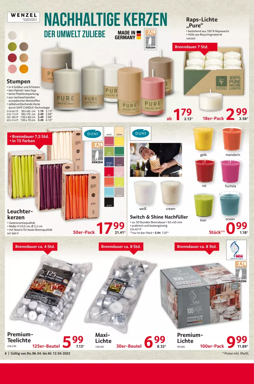 Aktueller Prospekt Selgros - Nonfood - von 06.04 bis 12.04.2023 - strona 6 - produkty: asti, auer, beutel, Clin, eis, kerze, Leuchte, natur, recyclingmaterial, reis, Ria, soja, tee, Teelicht, teelichte, Ti, tisch