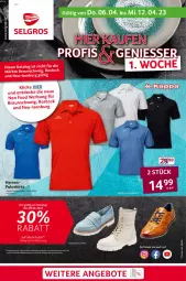 Gazetka promocyjna Selgros - Nonfood - Gazetka - ważna od 12.04 do 12.04.2023 - strona 1 - produkty: Adidas, angebot, angebote, Bad, braun, decke, elle, poloshirt, puma, sandale, sandalen, schuhe, shirt, shirts, Ti