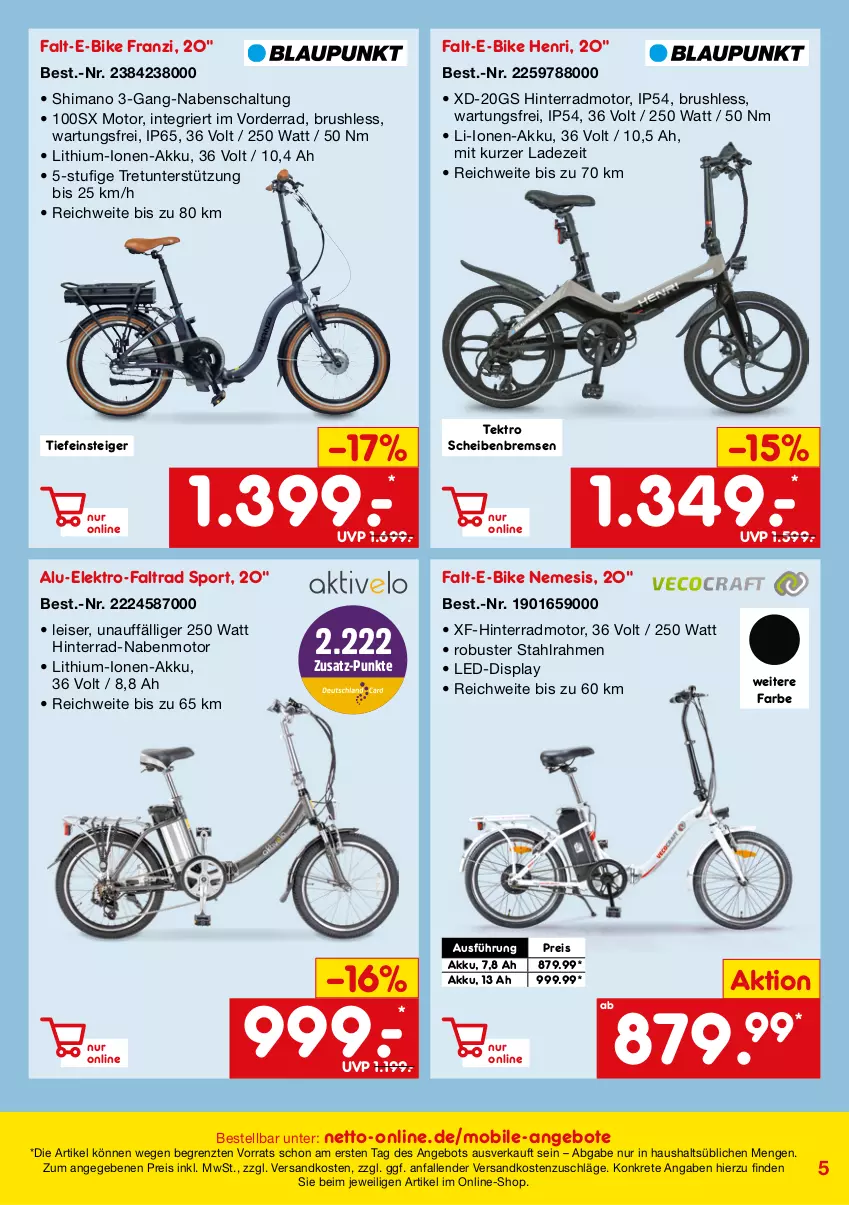 Aktueller Prospekt Netto Marken-Discount - Online-SonderangeboteMobilität - von 27.04 bis 31.07.2023 - strona 5 - produkty: akku, angebot, angebote, E-Bike, eis, Elektro, ndk, reis, Schal, Sport, Ti, ZTE