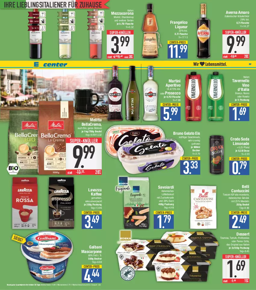 Aktueller Prospekt E Center - Angebote der Woche - von 29.05 bis 03.06.2023 - strona 11 - produkty: amaro, aperitif, averna, Becher, bellacrema, beutel, bio, bohne, bohnen, bruno gelato, cantuccini, chardonnay, cin, corona, dessert, ecco, eier, eis, ente, flasche, frangelico, galbani, Geflügel, gin, kaffee, kräuter, kräuterlikör, lamm, lavazza, likör, limo, limonade, liqueur, Löffel, mac, mandel, mandeln, martini, mascarpone, melitta, merl, merlot, mezzacorona, panna cotta, Profiteroles, prosecco, reis, rosato, snack, snacks, Soda, super-knüller, Tartufo, Ti, tiramisu, tuc, vernel, vorspeise, Wild, ZTE, zucker