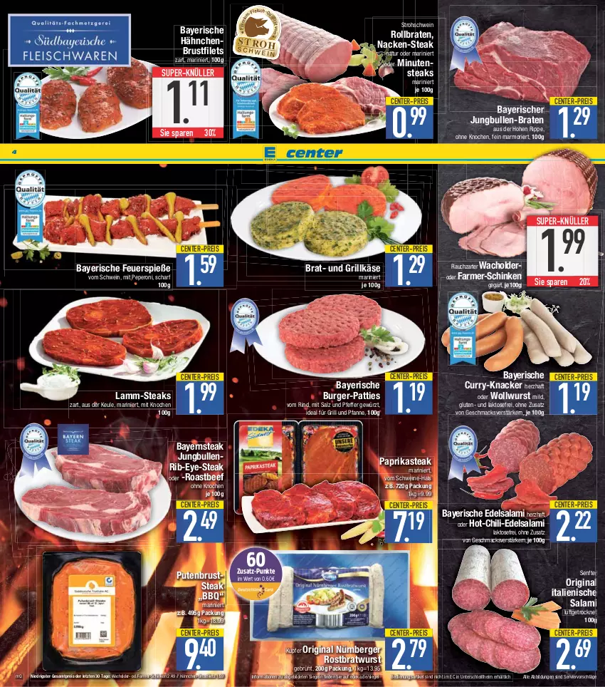 Aktueller Prospekt E Center - Angebote der Woche - von 29.05 bis 03.06.2023 - strona 4 - produkty: beef, Berger, braten, bratwurst, brustfilet, burger, chili, curry, deka, Edelsalami, eis, ente, filet, filets, fleisch, für grill und pfanne, gewürz, gin, grill, grill und pfanne, Grillkäse, hähnchen-brustfilet, hähnchenbrust, hähnchenbrustfilet, ideal für grill, ideal für grill und pfanne, jungbullen, Käse, knacker, lamm, mac, minutensteaks, natur, nürnberger, paprika, peperoni, Peroni, pfanne, pfeffer, pute, putenbrust, Rauch, reis, rind, roastbeef, rollbraten, rostbratwurst, salami, salz, schinken, schwein, schweine, senf, steak, steaks, super-knüller, Ti, und pfanne, wein, weine, wurst, ZTE