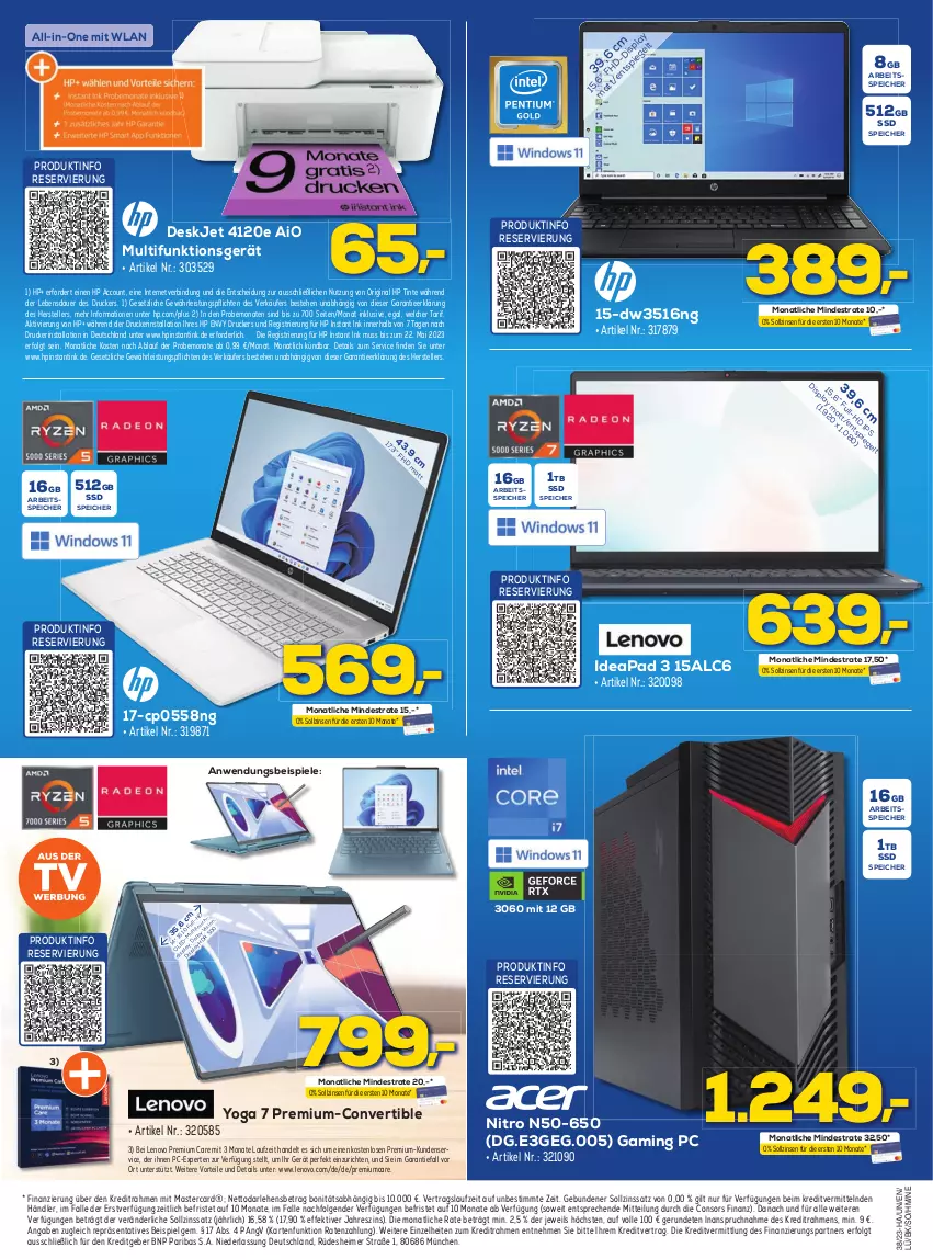 Aktueller Prospekt Berlet - Markt ändern > - von 16.09 bis 23.09.2023 - strona 7 - produkty: ACC, auer, consors finanz, drucker, eimer, eis, elle, Gaming PC, gin, HP, lenovo, LG, mastercard, Spiele, ssd, teller, Ti, Yo