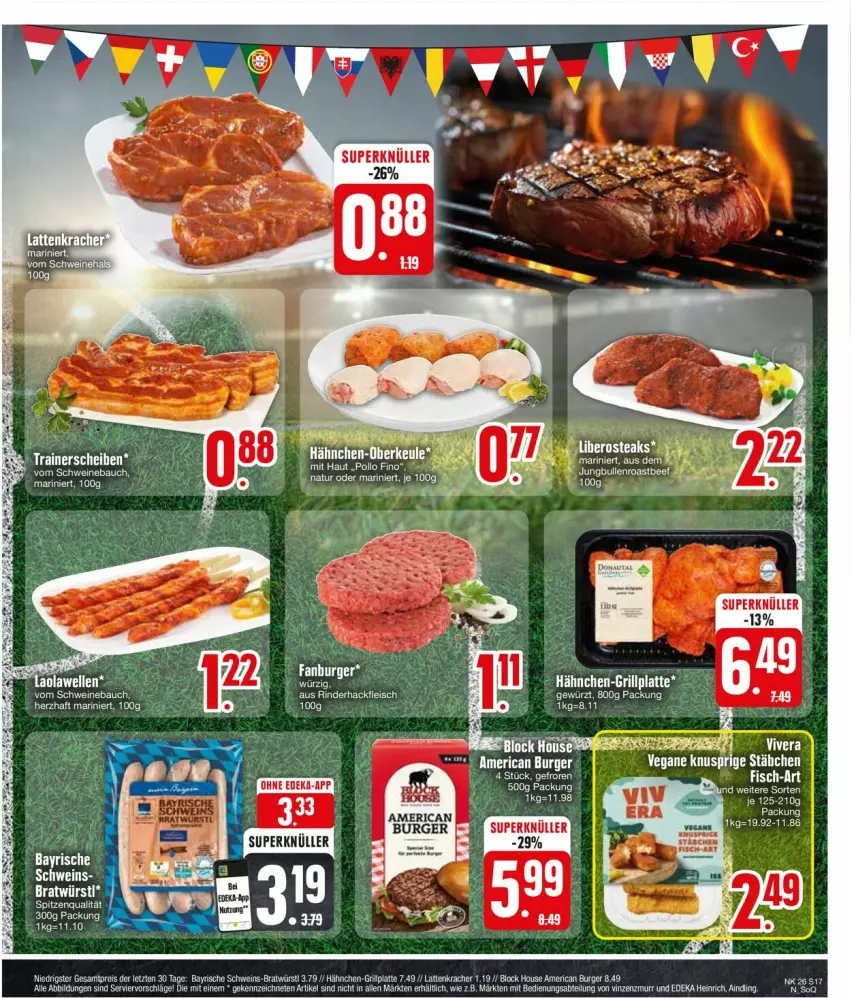 Aktueller Prospekt Edeka - Prospekte - von 24.06 bis 29.06.2024 - strona 17 - produkty: burger, eis, elle, grill, grillplatte, kracher, latte, natur, reis, schwein, spitzenqualität, tee, Ti, wein