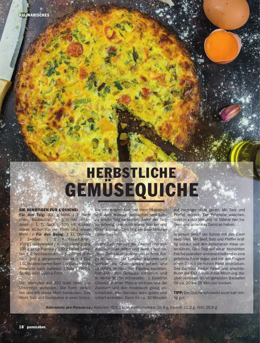 Aktueller Prospekt Hit - Prospekte - von 01.09 bis 31.10.2022 - strona 18 - produkty: backofen, bier, Biere, braten, butter, champignon, champignons, eier, gouda, Käse, knoblauch, Lauchzwiebel, leine, Löffel, mehl, Ofen, olive, oliven, olivenöl, paprika, petersilie, pfanne, pfeffer, pflanze, pflanzen, Pflanzenöl, Quiche, ring, rwe, sahne, salz, senf, Ti, tomate, tomaten, wasser, würfel, ZTE, zwiebel, zwiebeln