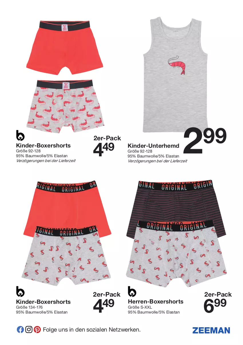 Aktueller Prospekt Zeeman - Prospekte - von 14.05 bis 20.05.2022 - strona 7 - produkty: Bau, baumwolle, hemd, Kinder, Kinder-Boxershorts, Kinder-Unterhemd, LG, shorts, Unterhemd, wolle