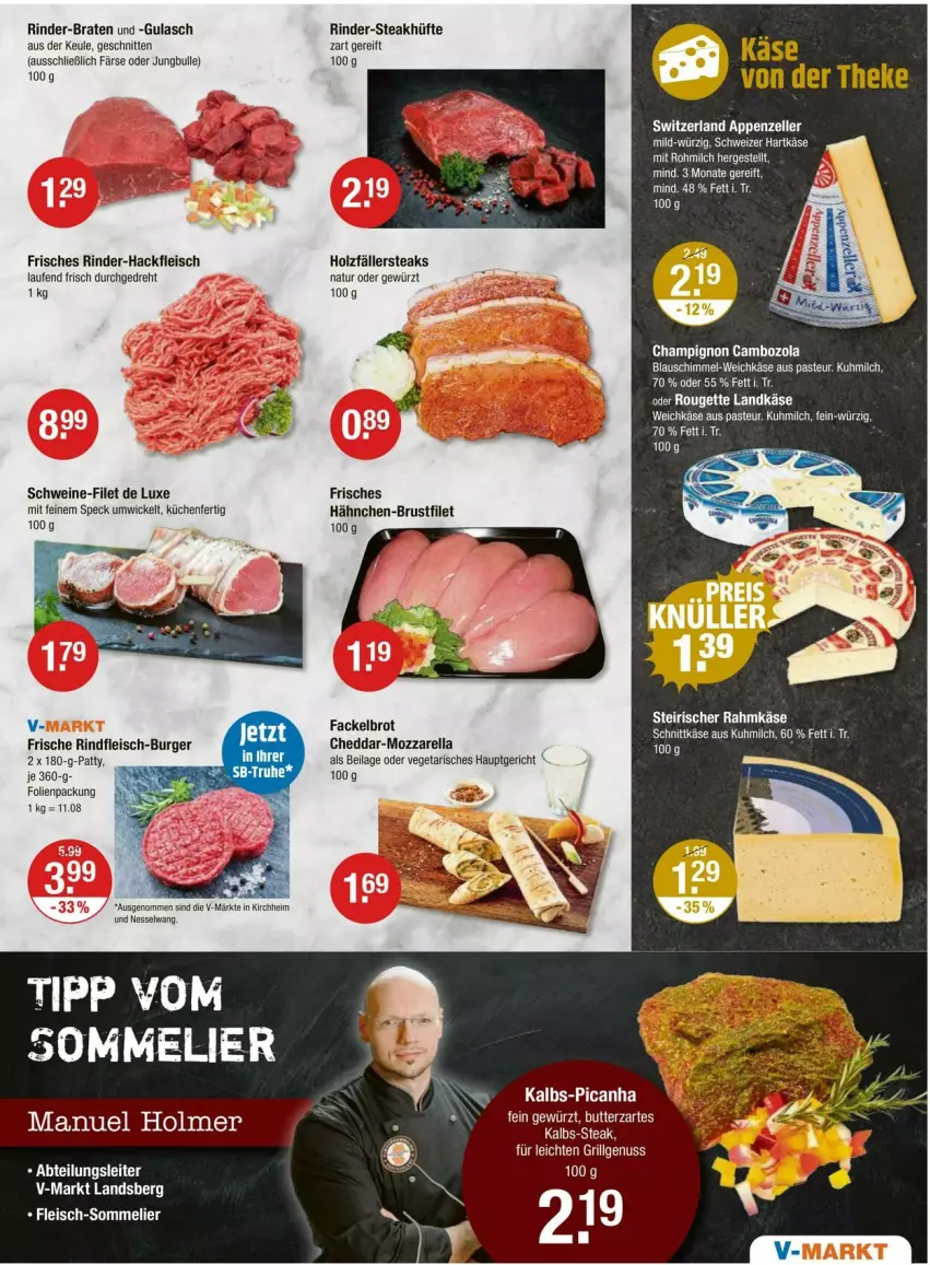 Aktueller Prospekt Vmarkt - Prospekte - von 02.05 bis 08.05.2024 - strona 3 - produkty: braten, brot, brustfilet, burger, cambozola, champignon, cheddar, eis, ente, filet, fleisch, gewürz, grill, gulasch, hackfleisch, hähnchen-brustfilet, Holz, holzfällersteaks, ilag, Käse, küche, Küchen, landkäse, Laufen, LG, milch, mozzarella, natur, ndk, nuss, rel, rind, rinder, rinder-hackfleisch, rindfleisch, rouge, rougette, schnitten, schnittkäse, schwein, schweine, schweine-filet, Speck, steak, steakhüfte, steaks, Ti, Vegeta, weichkäse, wein, weine, WICK