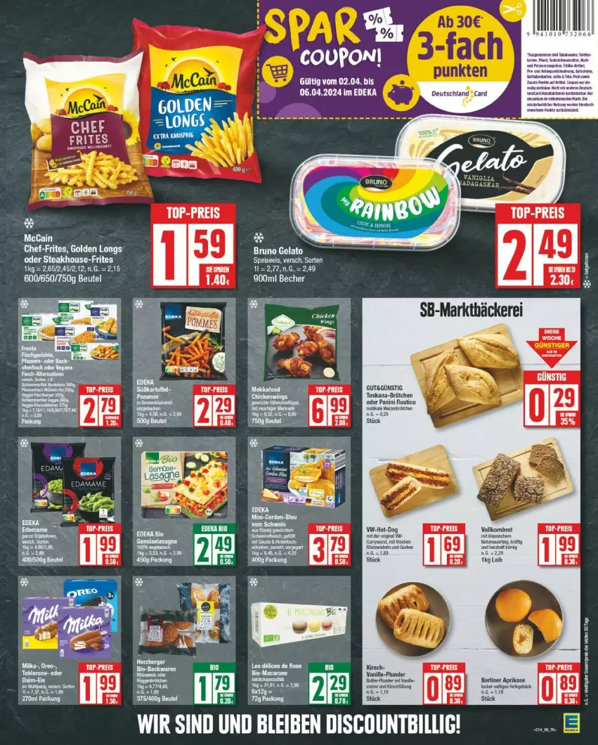 Aktueller Prospekt Edeka - Prospekte - von 01.04 bis 06.04.2024 - strona 9 - produkty: aprikose, berliner, beutel, brot, brötchen, bruno gelato, coupon, hocker, kirsch, Plunder, Spezi, Ti, vanille