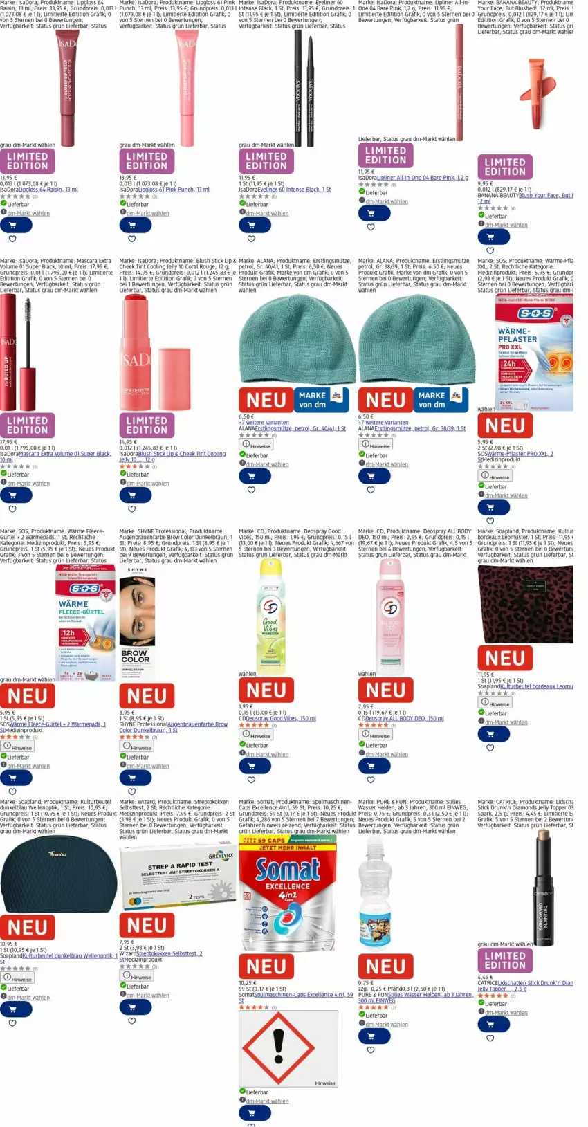 Aktueller Prospekt Dm Drogerie - Prospekte - von 17.11 bis 26.11.2025 - strona 14 - produkty: arla, beutel, body, braun, Cap, Coral, deo, deospray, eis, elle, Eyeliner, lack, Lipgloss, Mascara, medizinprodukt, Mütze, ndk, pflaster, rama, reis, rouge, rum, somat, spülmaschinen, Ti, topper, wasser, Yo