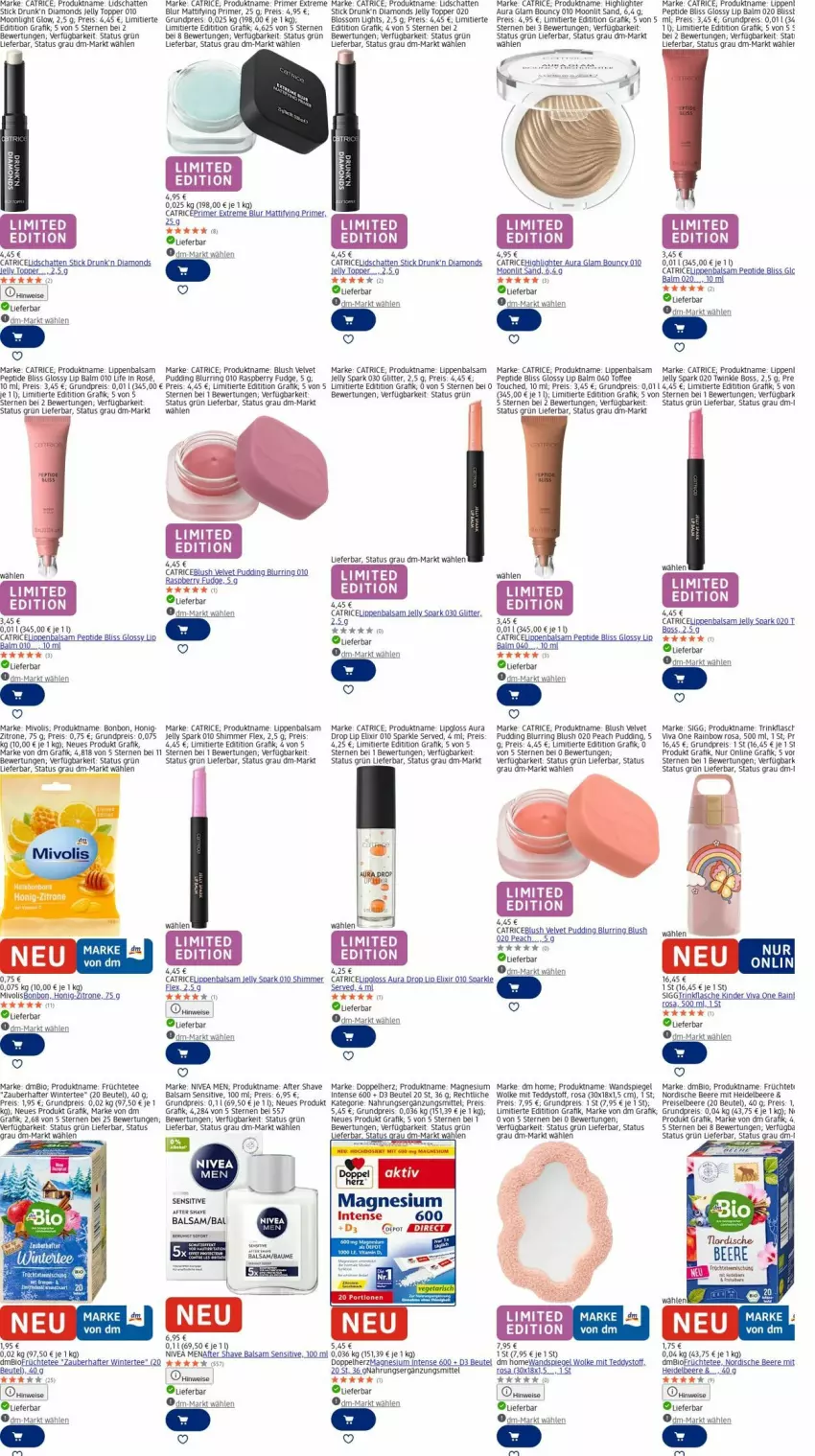 Aktueller Prospekt Dm Drogerie - Prospekte - von 17.11 bis 26.11.2025 - strona 15 - produkty: after shave, arla, balsam, beere, beutel, bio, boss, doppelherz, eis, erde, früchte, Früchtetee, heidelbeere, honig, Kette, LG, Lipgloss, Lippenbalsam, magnesium, nivea, Nivea Men, pudding, raspberry, reis, ring, spiegel, tee, Ti, topper, velvet, Wandspiegel, zitrone