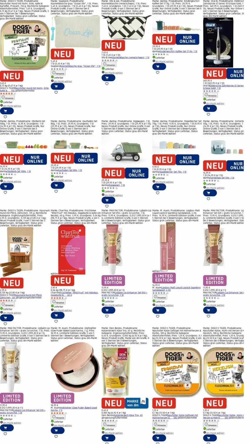 Aktueller Prospekt Dm Drogerie - Prospekte - von 17.11 bis 26.11.2025 - strona 7 - produkty: alleinfuttermittel, apfel, Becher, beutel, bürste, creme, eis, elektrische zahnbürste, ente, früchte, Früchtetee, Geflügel, geschirr, hühner, kaffee, kartoffel, Käse, Kinder, korb, kosmetik, Kosmetiktasche, Kürbis, LG, Lipgloss, Lipstick, Max Factor, nassfutter, ndk, obst, oral-b, Proviant, reis, snack, Tasche, tee, Ti, Toyo, Wild, Yo, zahnbürste