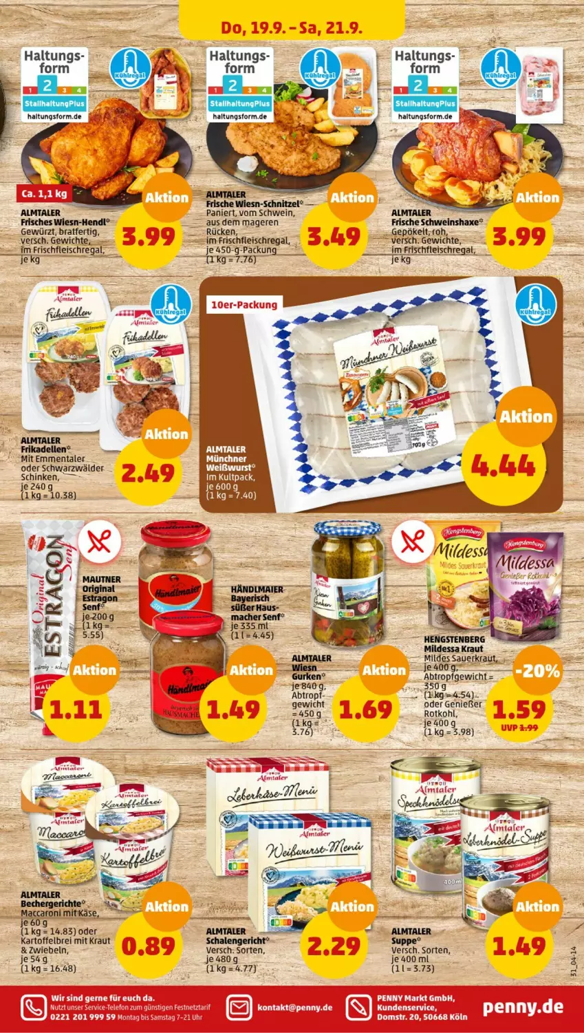 Aktueller Prospekt Penny - Prospekte - von 16.09 bis 21.09.2024 - strona 31 - produkty: axe, Becher, Brei, eis, emmentaler, fleisch, gewürz, Haxe, Hendl, kartoffel, kartoffelbrei, Kraut, mac, rotkohl, Schal, Schale, schinken, schwein, suppe, Ti, uhr, wein, zwiebel, zwiebeln