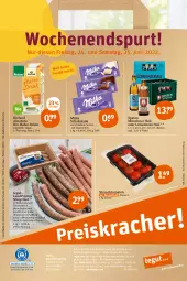 Gazetka promocyjna Tegut - Angebote der Woche - Gazetka - ważna od 25.06 do 25.06.2022 - strona 28 - produkty: alkohol, alpenmilch, angebot, angebote, auer, bio, bioland, bratwurst, dekoration, drink, drucker, Engel, ente, Fulda, getränk, getränke, grill, grobe bratwurst, hafer, ideal für grill, kerze, landprimus, lebensmittel, milch, milka, milka schokolade, natur, natura, pfanne, Rauch, rezept, rezepte, Schal, Schale, schoko, schokolade, Spaten, strauchtomaten, Ti, tomate, tomaten, uhr, wurst